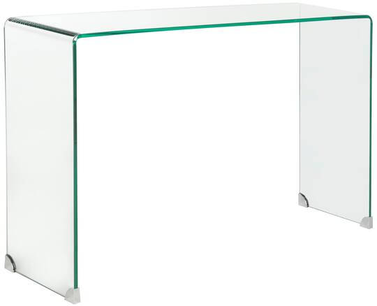 Ambler Glass Console Table In Clear, Long Glass Console Table